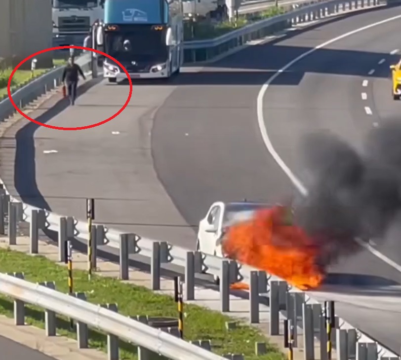 國2大園段火燒車 他提滅火器狂奔畫面曝 g6w5g6w5rf 1