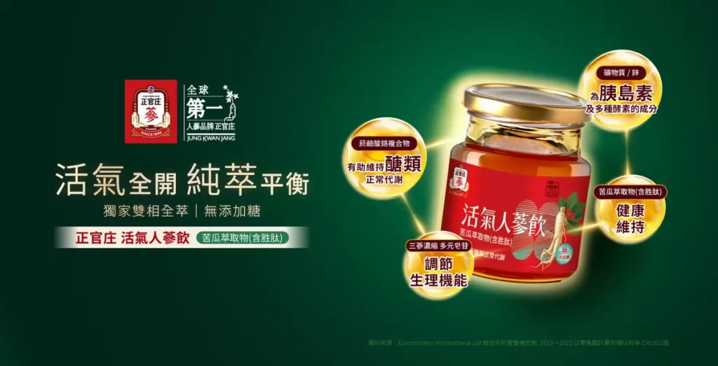 正官庄清爽系新寵「活氣人蔘飲-苦瓜萃取物含胜肽」大樹藥局獨家登場