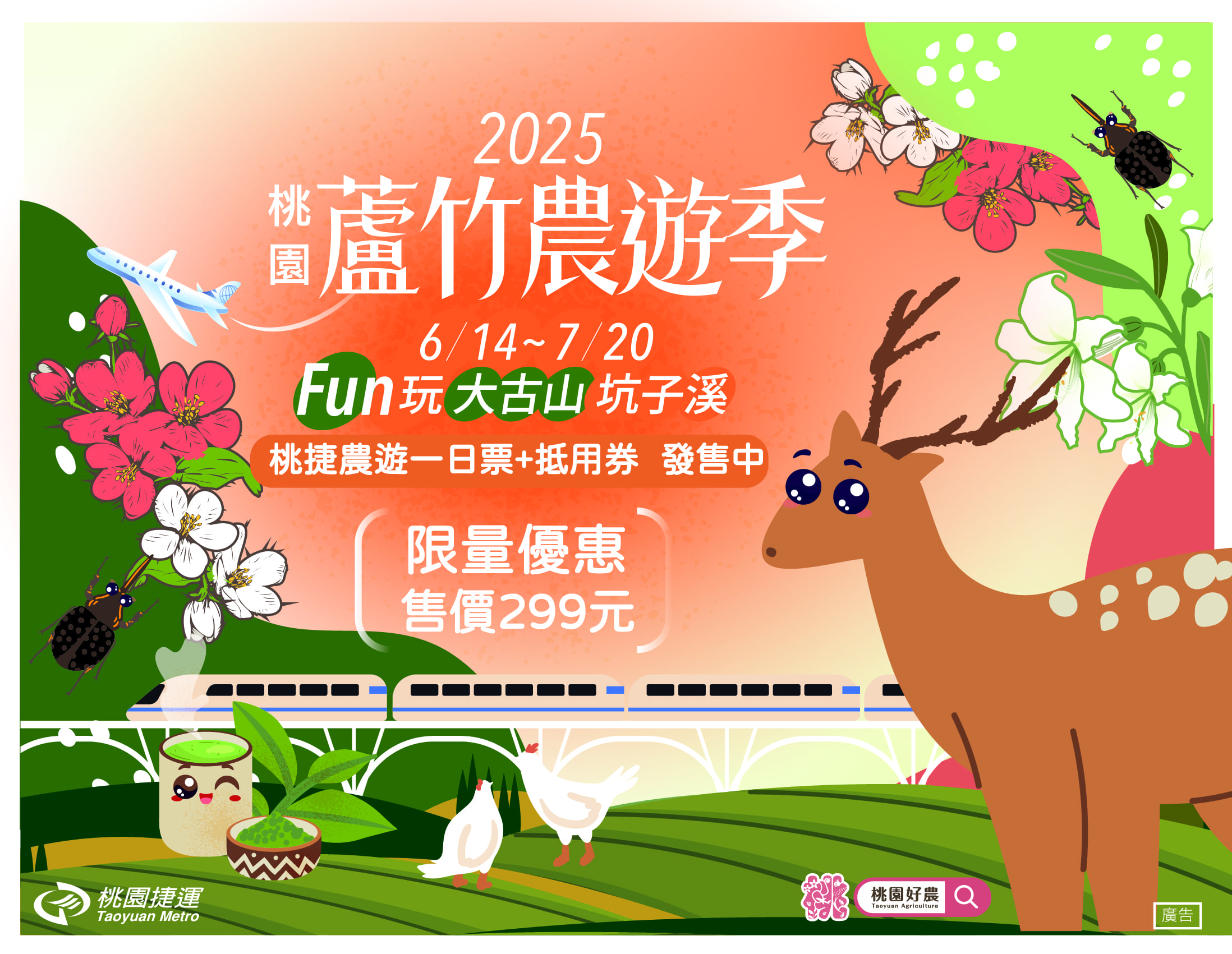 桃捷推蘆竹農遊季一日票 多重優惠等你拿 878Gg