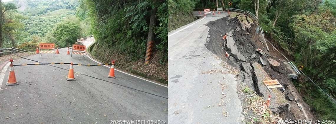 高市桃源區梅山路段路基缺口 雙向無法通行