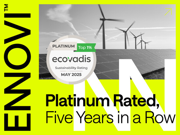 ENNOVI連續第五年榮獲EcoVadis白金級可持續發展評級（EcoVadis Platinum Sustainability Rating）殊榮