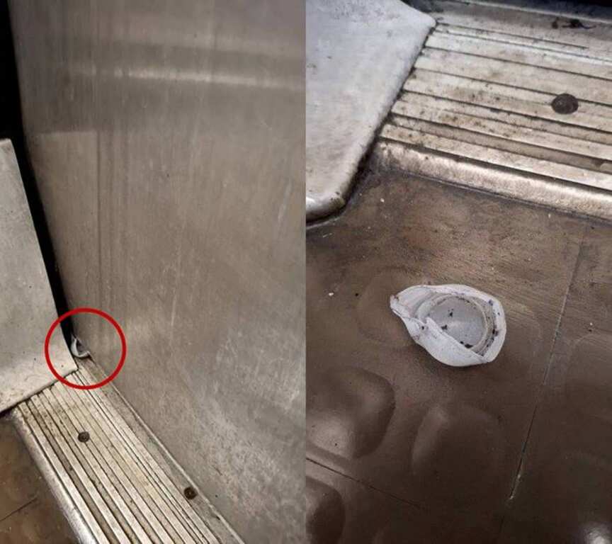 ▲文湖線車門卡瓶蓋。