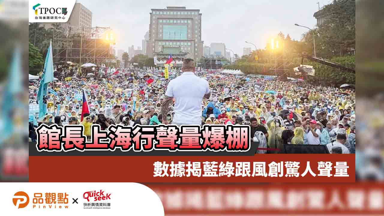 館長上海行聲量爆棚  數據揭藍綠跟風創驚人聲量