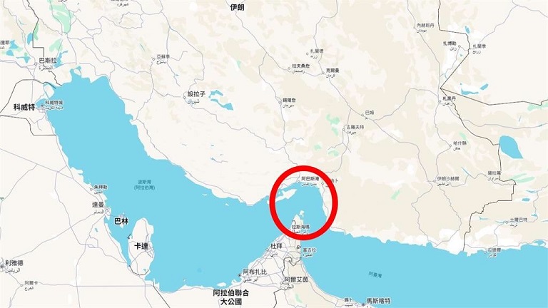 ▲荷姆茲海峽位於伊朗南部，是中東天然氣與石油運輸重要航道。