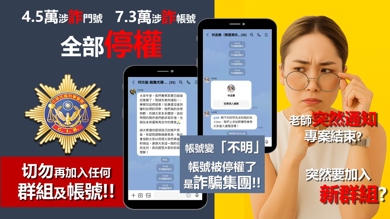 LINE群組突消失、好友變不明?刑事局:恐是詐騙帳號 5313543 2