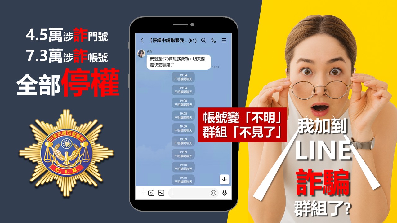 LINE群組突消失、好友變不明?刑事局:恐是詐騙帳號 5313543 1