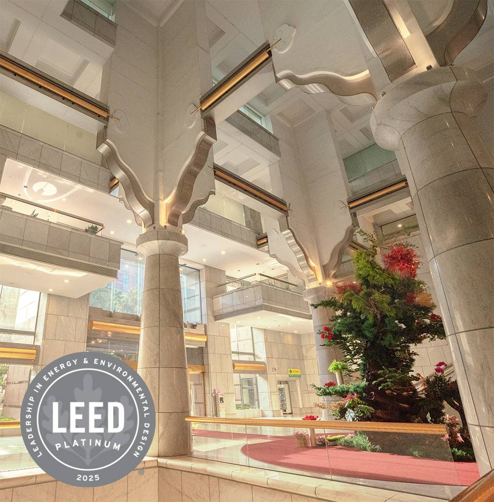 延續宏國董事長 林謝罕見女士「珍惜」的精神。建築的永續關鍵在於營運團隊及租戶的日常實踐。圖/宏國建設五感十築提供