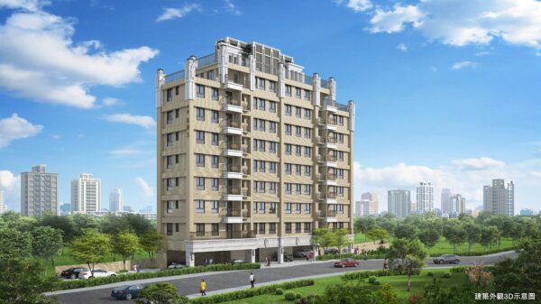 銘鑄五以歐風建築語彙融入對稱美學與立體線條,搭配石材基座與精緻鐵件修飾,於大有靜巷中形塑獨具品味的優雅建築。沉穩大器,外觀細節層層堆疊,體現鉅慶建設對美學與工藝的深厚追求。建築外觀3D示意圖/業者提供