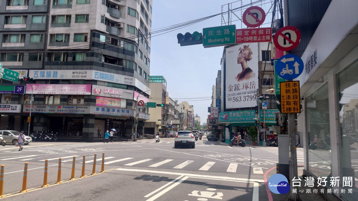 中央路與民生路口8/1起取消二段式左轉。