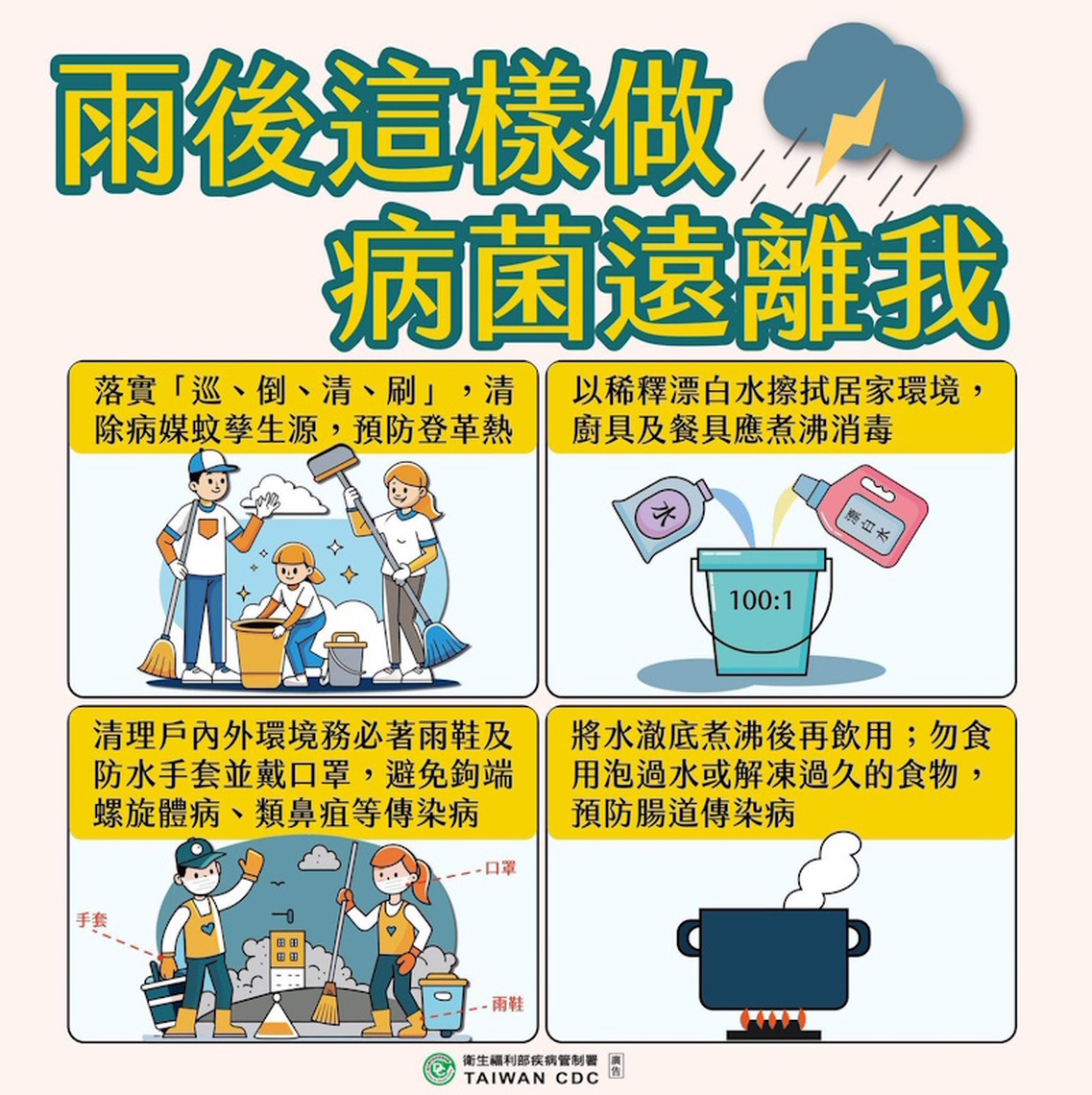 颱風過後提醒民眾落實環境清理預防傳染病上身