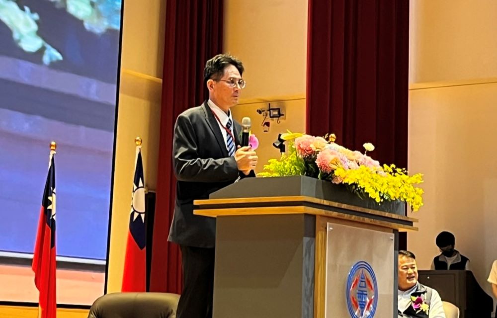 《圖說》台電北南區處新卸任處長交接典禮，新任處長林蒼喬處長致詞。〈台電北南區處提供〉