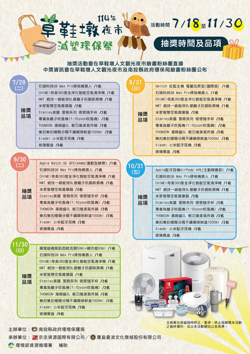 7月至11月都加碼抽獎。(南投環保局提供)