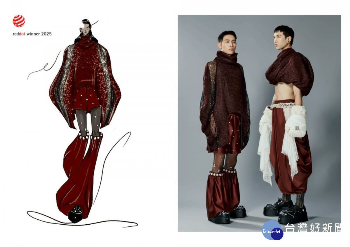:嶺東科大獲今年紅點獎作品-服飾系「遡」挑戰性別刻板與父權結構。(圖/嶺東科技大學)