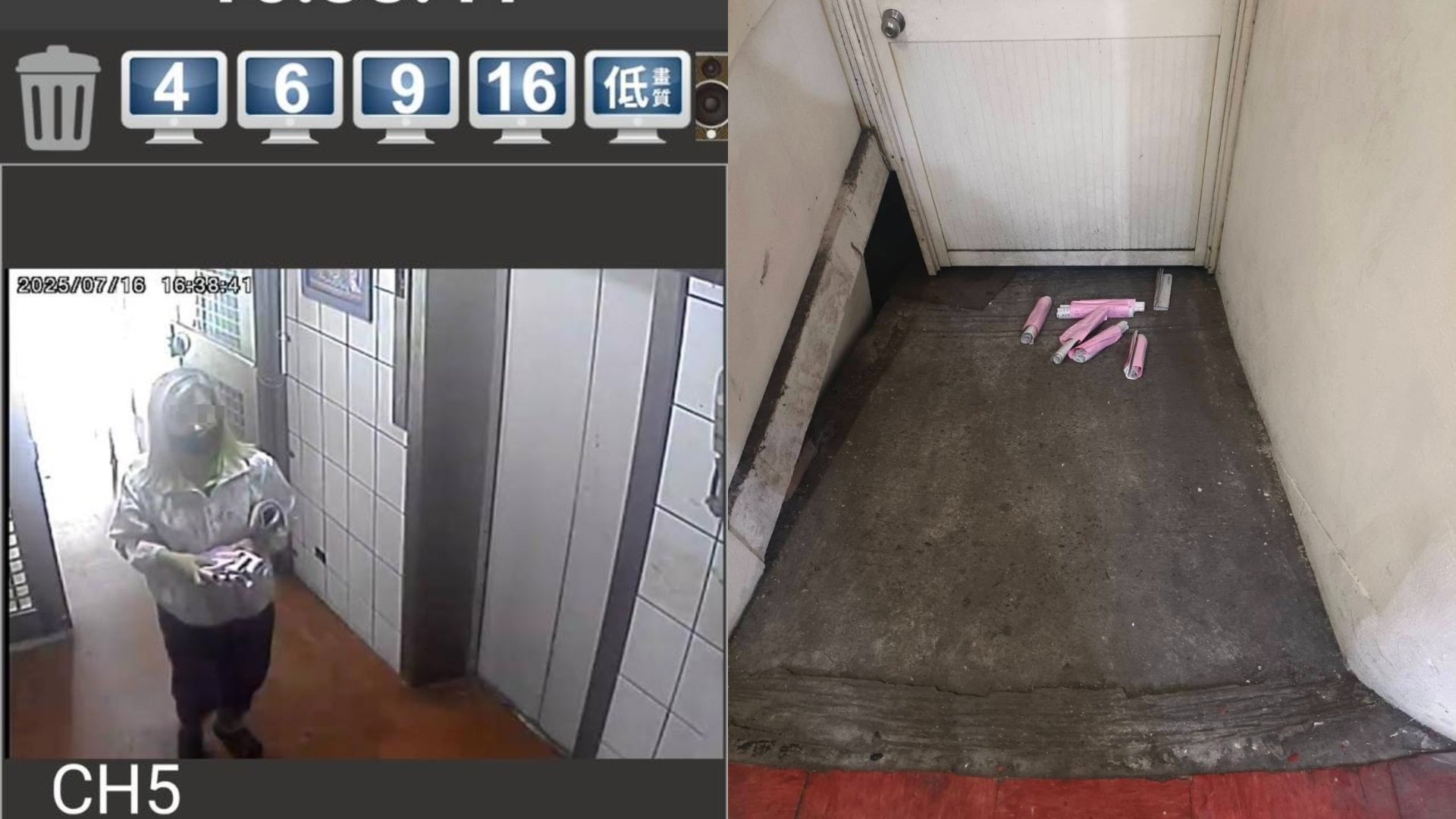 一名陌生女子潛入桃園大樓，從信箱抽走投票通知單後丟棄。翻攝桃園市議員余信憲臉書