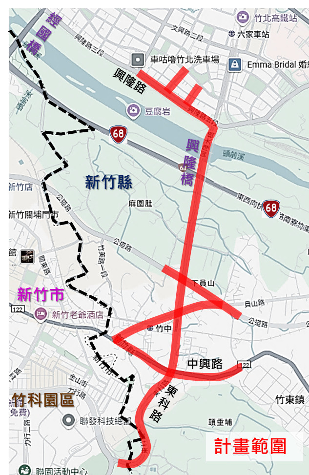 「大新竹興隆橋廊帶(竹北至園區)智慧交控計畫」，將把智慧號控範圍擴大至通往園區之興隆橋廊帶。
