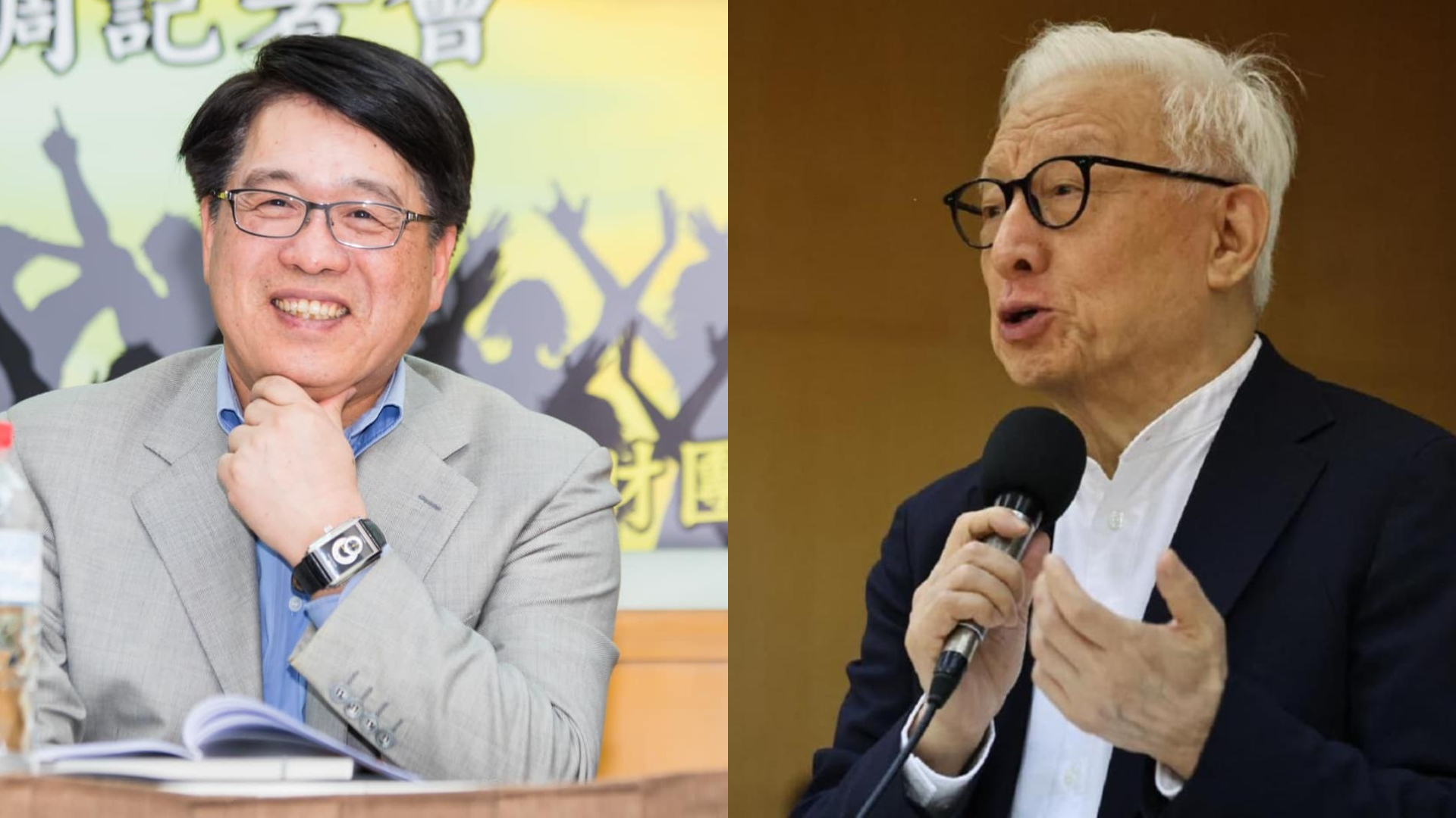 游盈隆(左)批立委沈伯洋是民進黨之取,遭曹興誠(右)痛罵。翻攝游盈隆臉書、資料照片