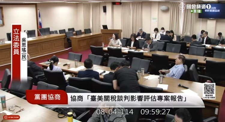 民進黨立院黨團幹事長吳思瑤發言時遭代理主席張啟楷下令關閉麥克風。(圖/國會頻道)