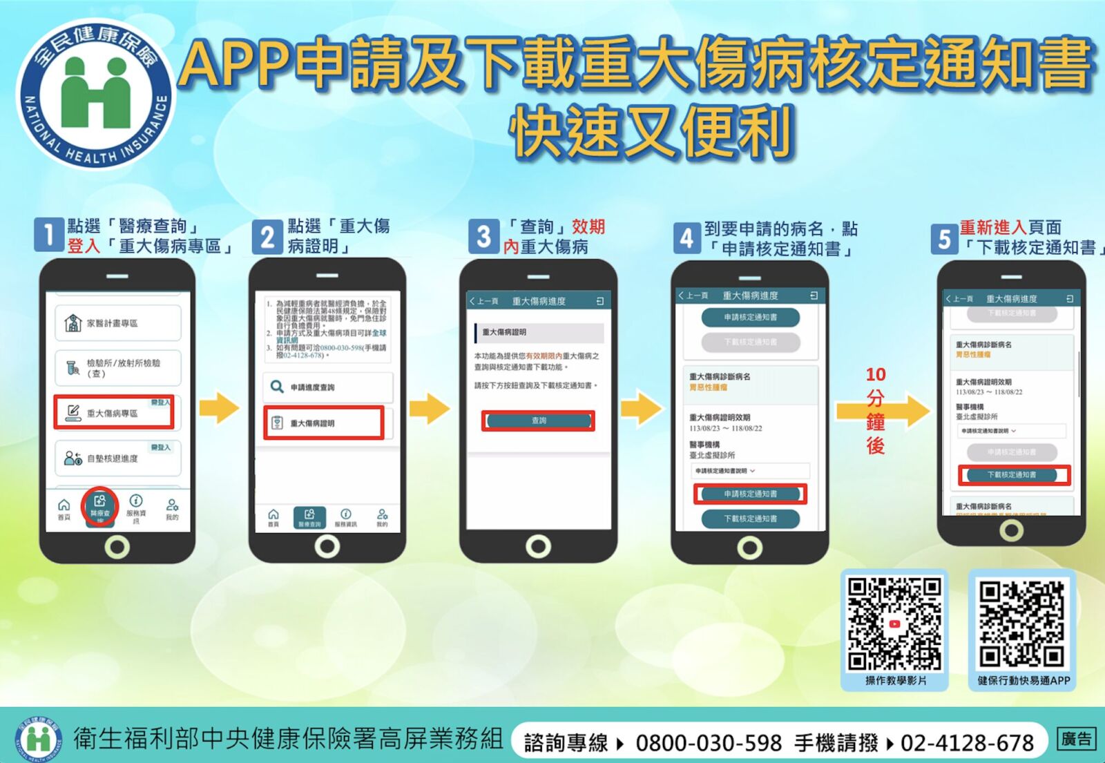 辦保險、領補助免跑一趟 健保APP開放「重大傷病」證明下載! 240 辦保險、領補助免跑一趟 健保APP開放「重大傷病」證明下載! 239