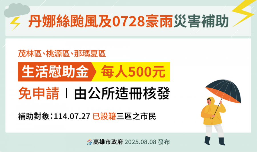 加速災後復原 中央與高市府推多項補助 陳其邁：山區原民受災嚴重、加發500元慰助金