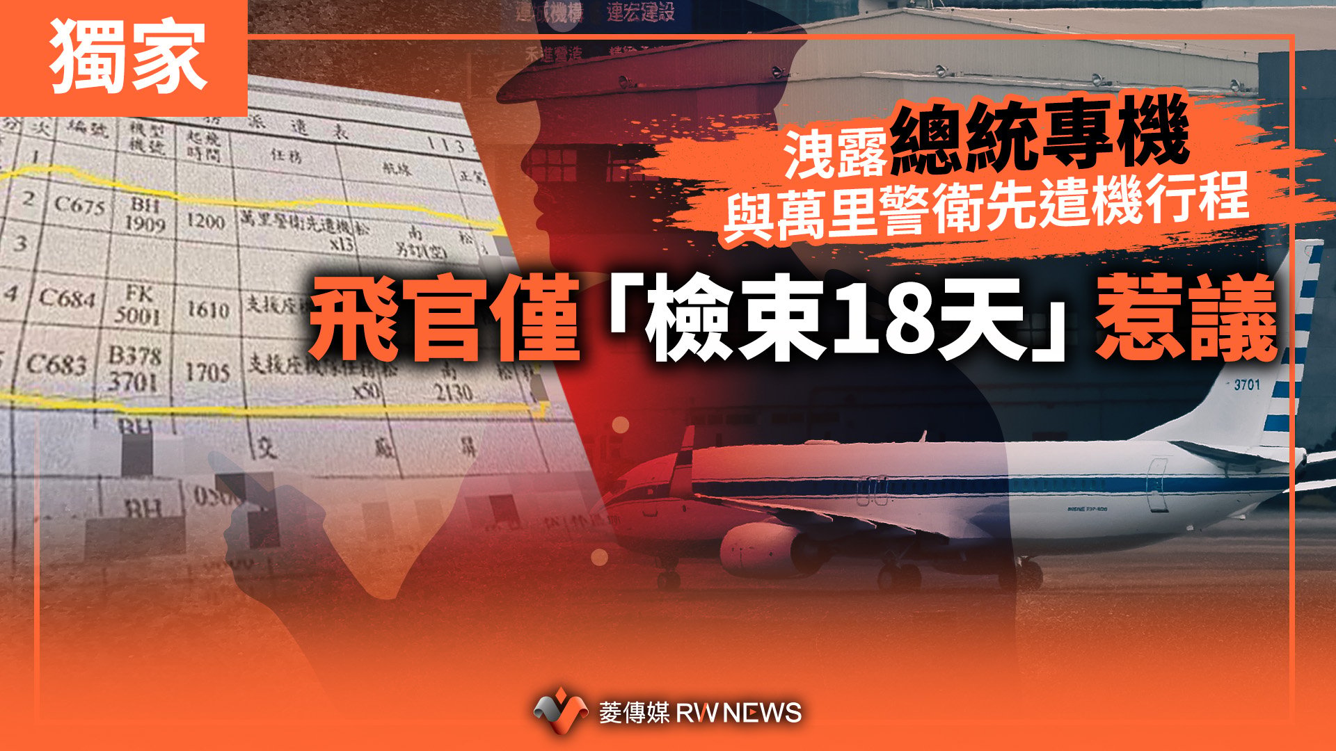 獨家/洩露總統專機與萬里警衛先遣機行程 飛官僅「檢束18天」惹議