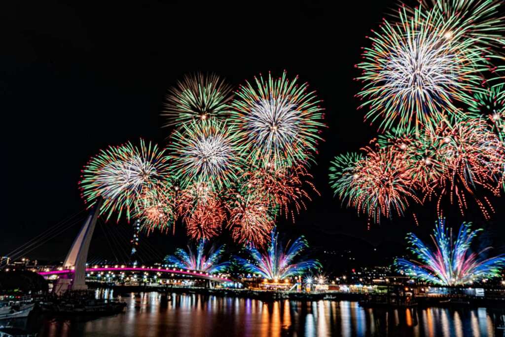 ▲2025淡水漁人碼頭仲夏繽紛樂8月10日煙火秀實景。