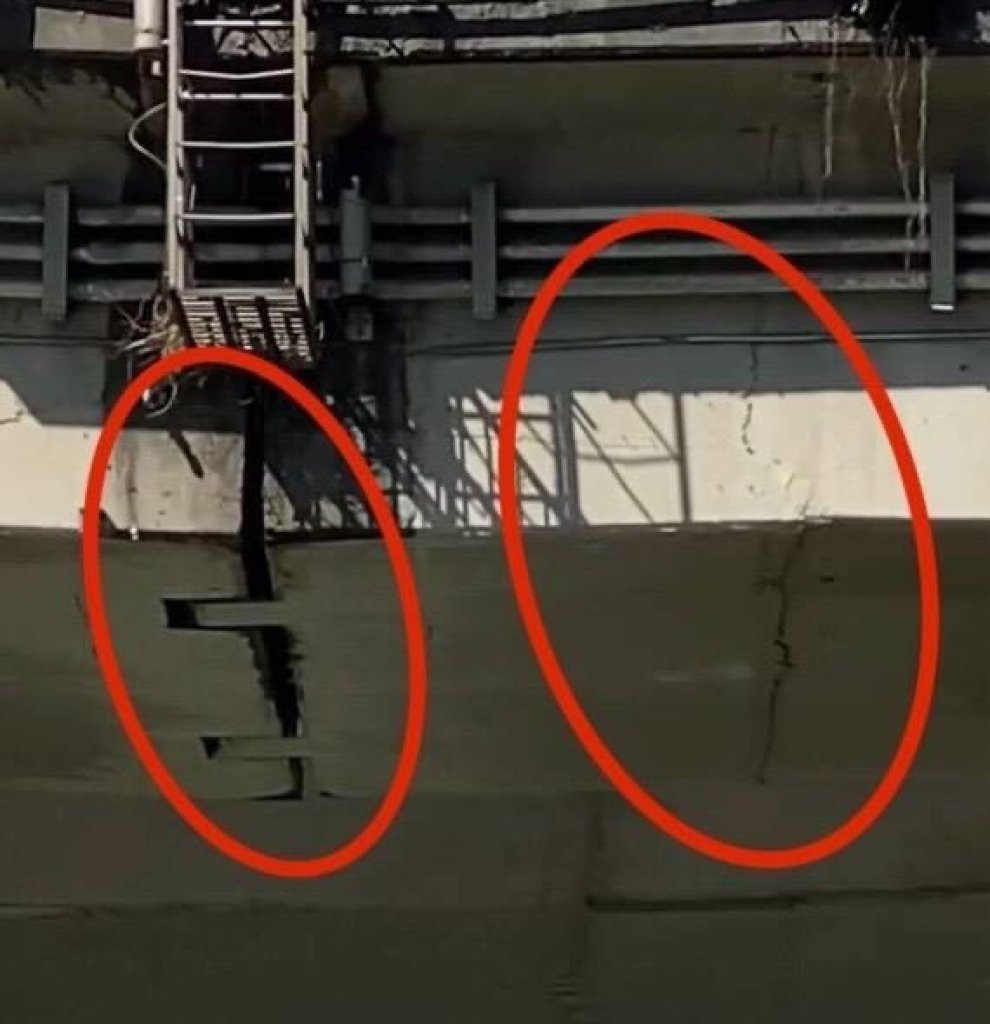影/網傳新生高架橋跨基隆河段出現裂縫 新工處:為橋梁鉸接之伸縮縫及施工縫