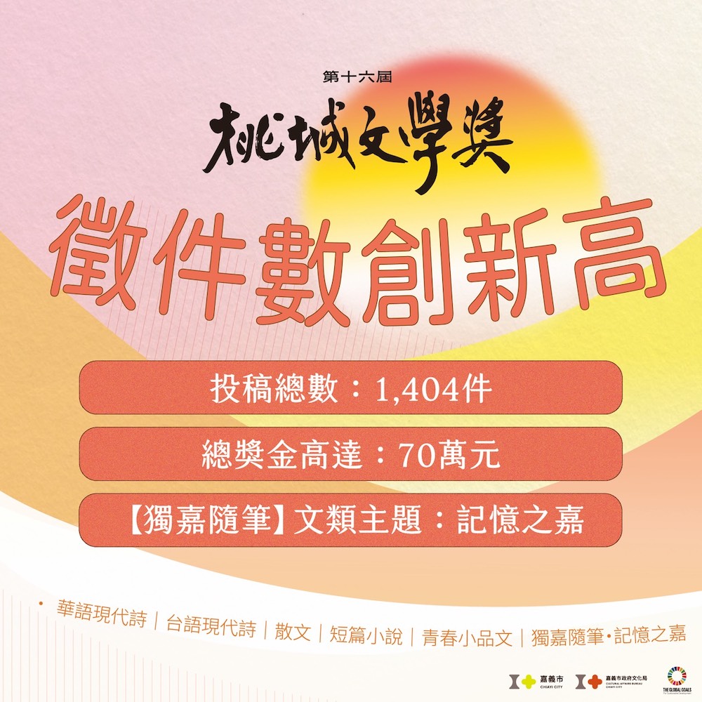 嘉義市辦第十六屆桃城文學獎徵稿,廣受好評再創投稿新高。(圖/嘉義市政府提供)