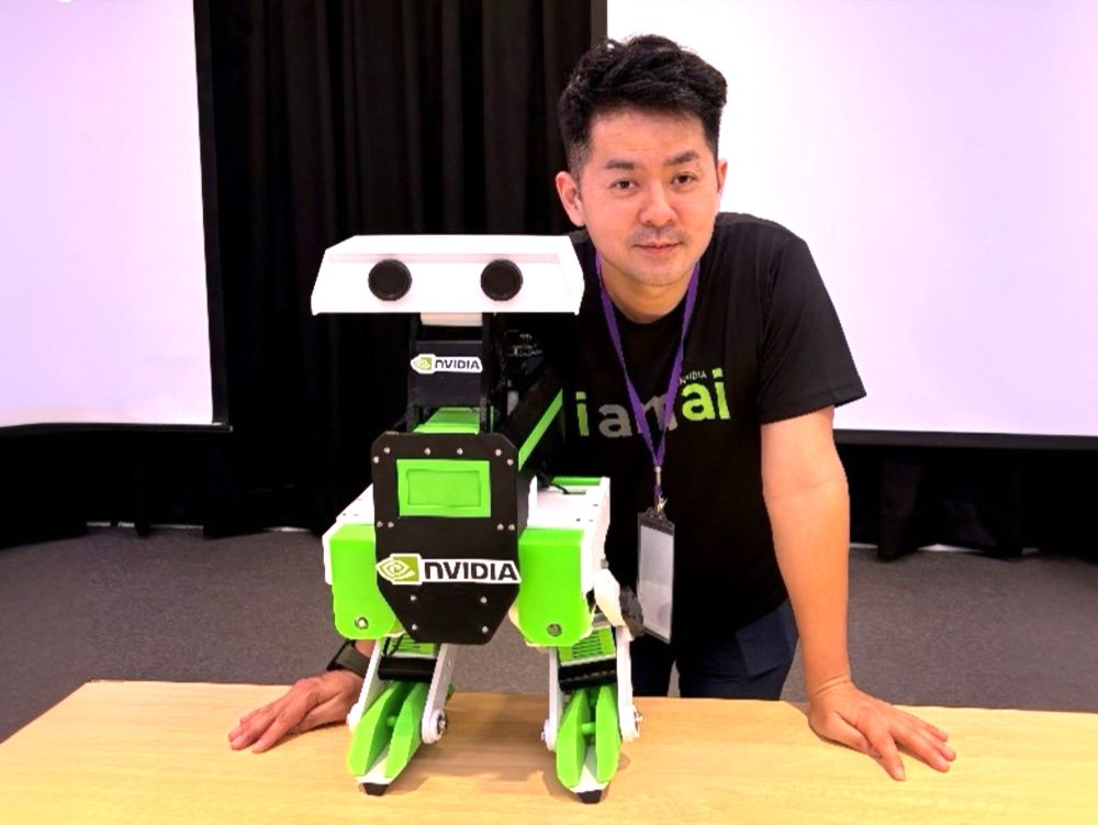 《圖說》活動現場將帶來復刻自NVIDIA+GTC大會的二足型機器人，搭載動作+AI+模型與數位孿生技術，展現靈活步伐與趣味互動。〈青年局提供〉