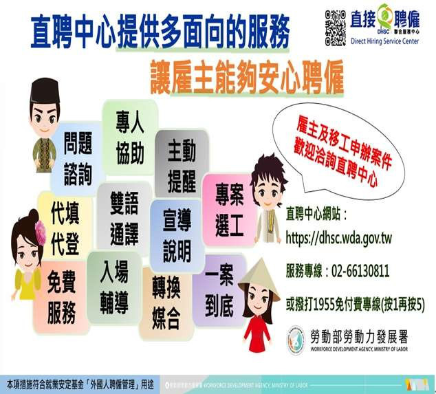 為協助想節省費用、自主掌握流程的雇主，勞動部設立「直接聘僱聯合服務中心」（下稱直聘中心）／雲林縣政府提供