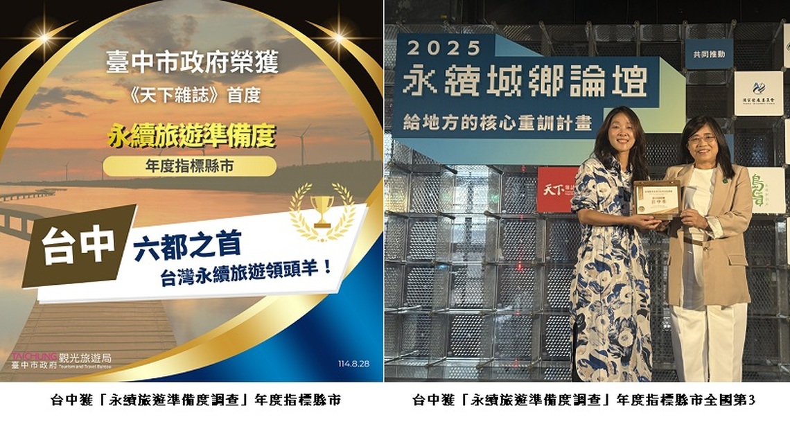 中市榮登六都第一!《天下雜誌》首度永續旅遊準備度調查出爐