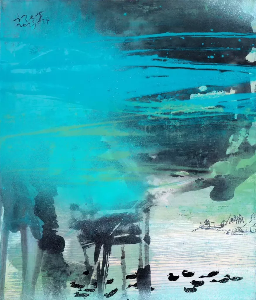 藝術家郭博州創作個展-圖為C11.早春行旅系列「溪山行樂」53×46cm。