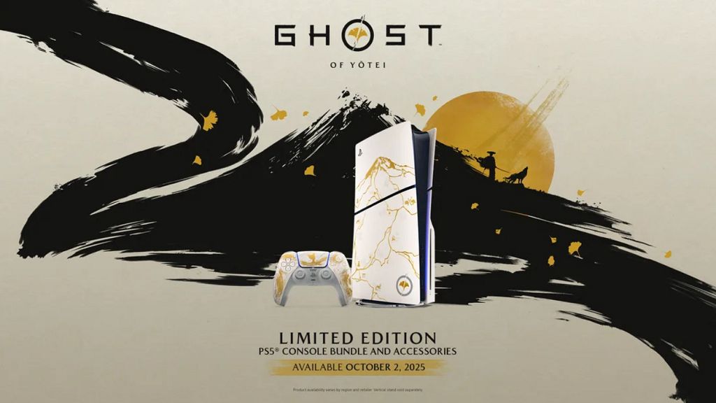 《羊蹄山戰鬼(Ghost of Yōtei)》黃金限量版PS5主機同捆組及配件將於2025年10月2日正式發行。(圖/PlayStation Blog官方部落格)