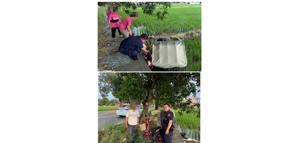 代步車犁田  斗南警與熱心民眾合力救援