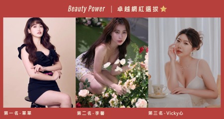 卓越公益網紅前三名(依序為):單單、李馨、VICKY心