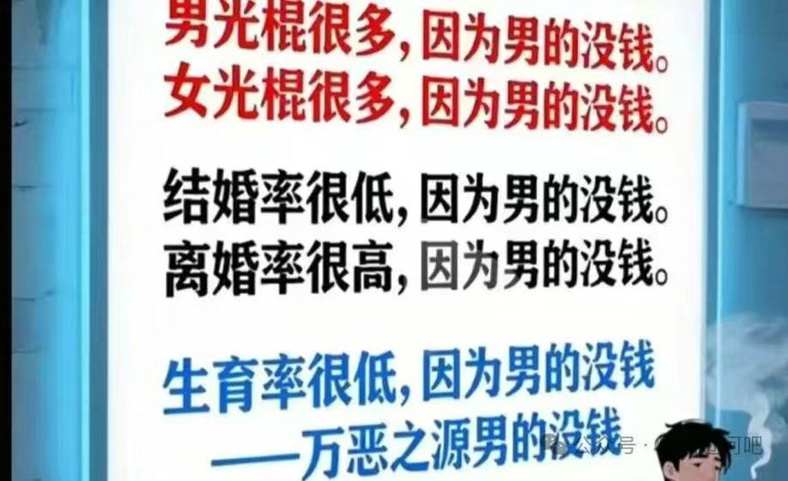 所有婚姻問題  探究原因  歸結到男人沒錢？