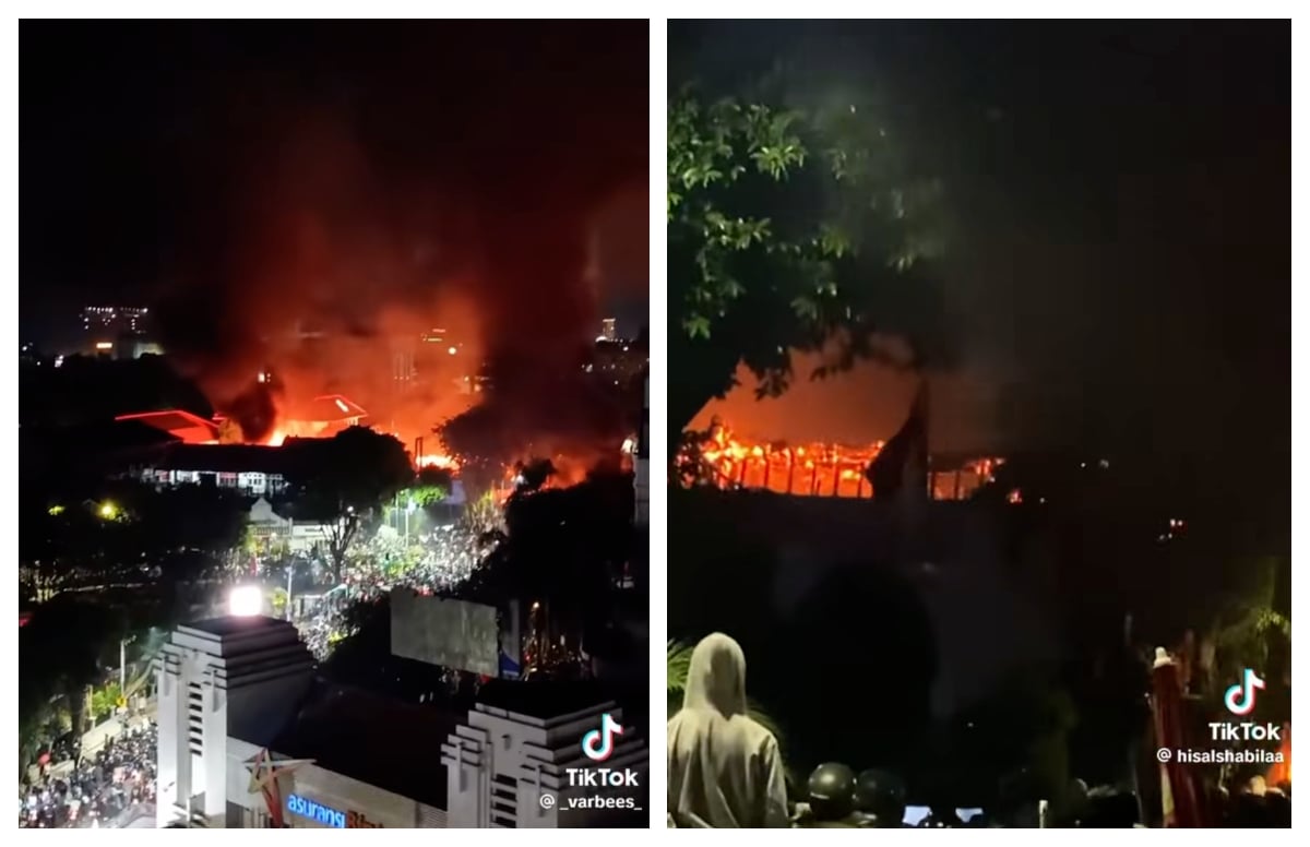 印尼政府雖然宣布街頭抗議已經降溫,但是昨晚印尼民眾還是透過抖音傳出群眾聚集、焚燒物品抗議的短影片。翻攝自TikTok