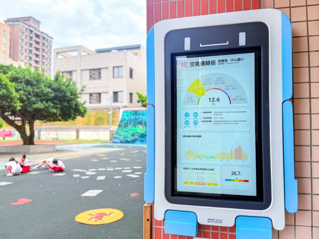 ▲桃市全國首創「校園空氣儀表板」。