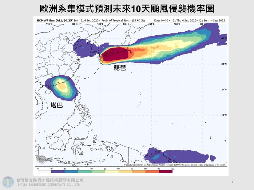 南海熱帶低壓恐成第16號塔巴颱風-週末午後雨勢明顯