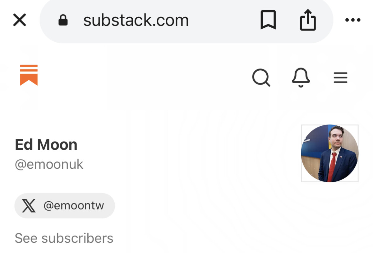 ▲Ed Moon 離台在substack.com平台「良知」發文。