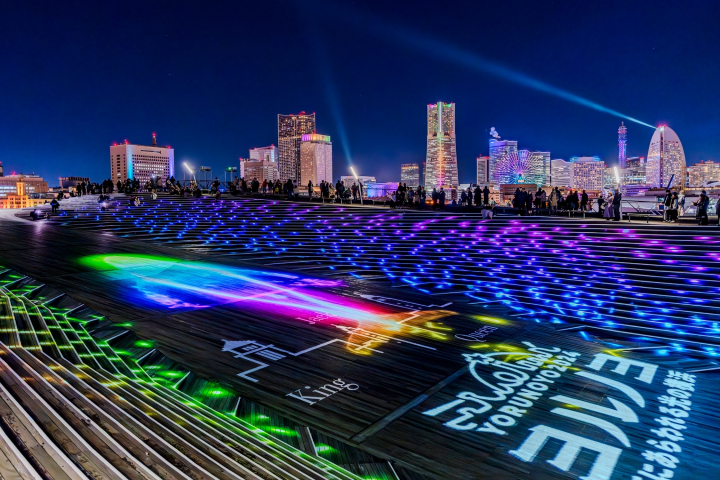 橫濱港大棧橋處是光影秀的主場。 圖:creative light yokohama/提供