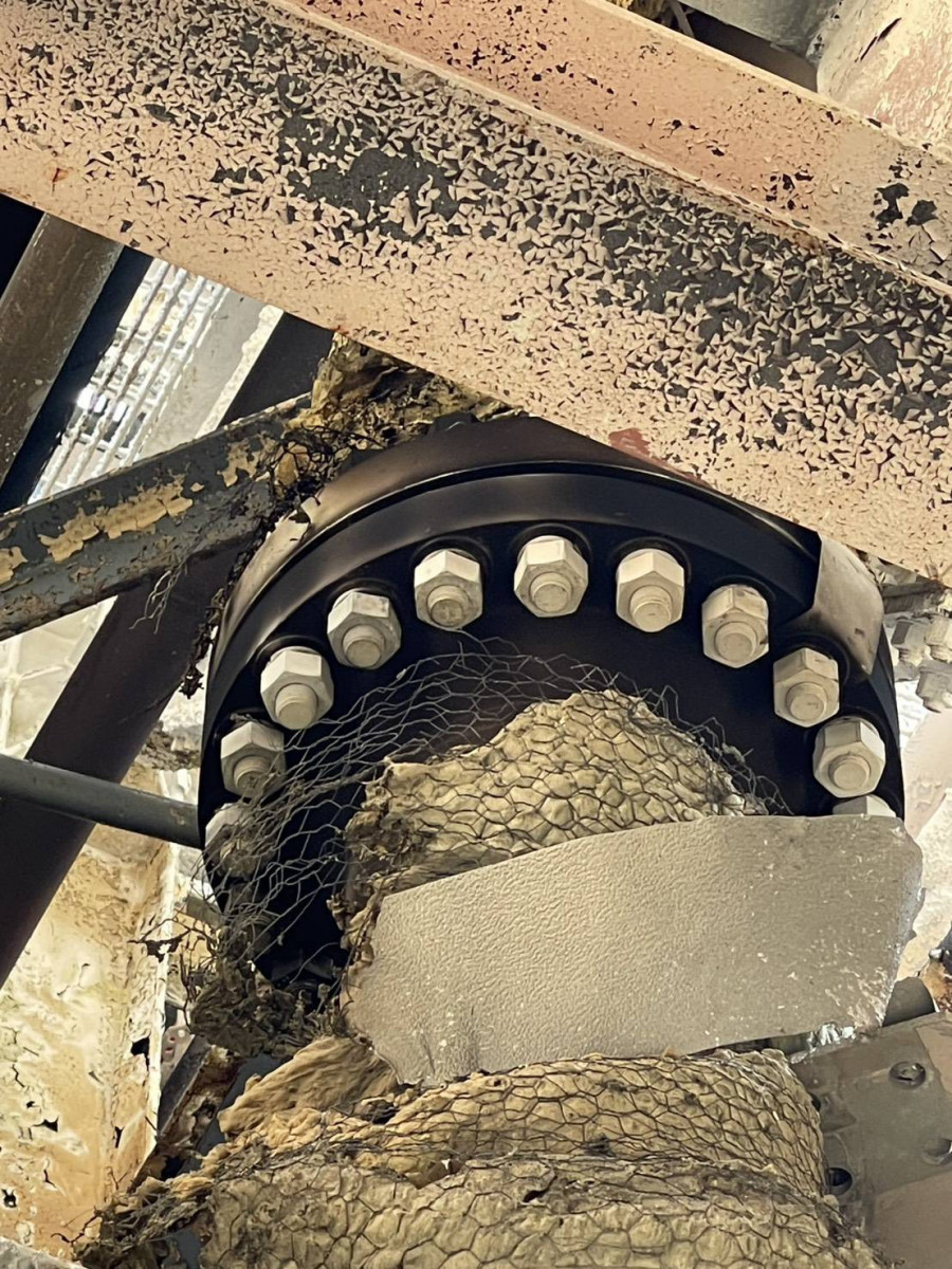 圖為法蘭(flange),用於連結兩段管線或管件的金屬構件,通常以螺栓鎖固,並夾入墊片以確保密封。5(圖/台電提供)