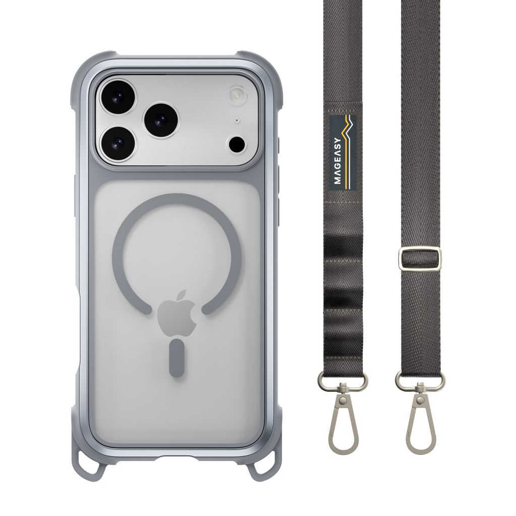 Odyssey Strap M 超軍規防摔掛繩手機殼。提供皮革午夜/沈穩黑、迷霧/高冷灰、珊瑚/魅力橘等三色。