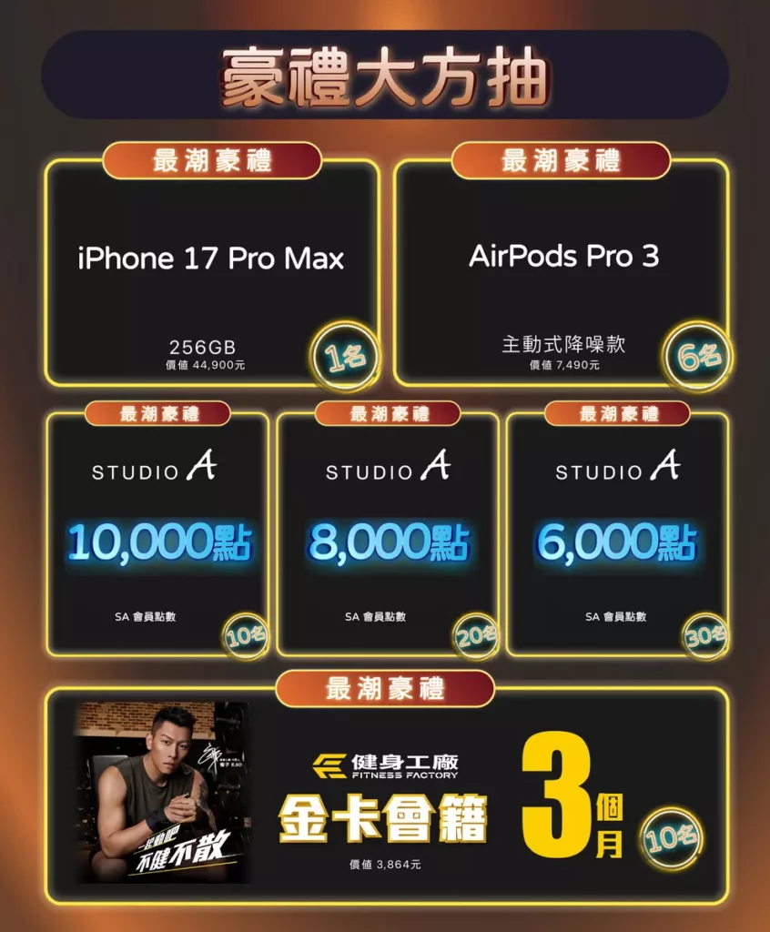 _STUDIO A iPhone 17 震撼來襲新機抽獎活動獎項總覽