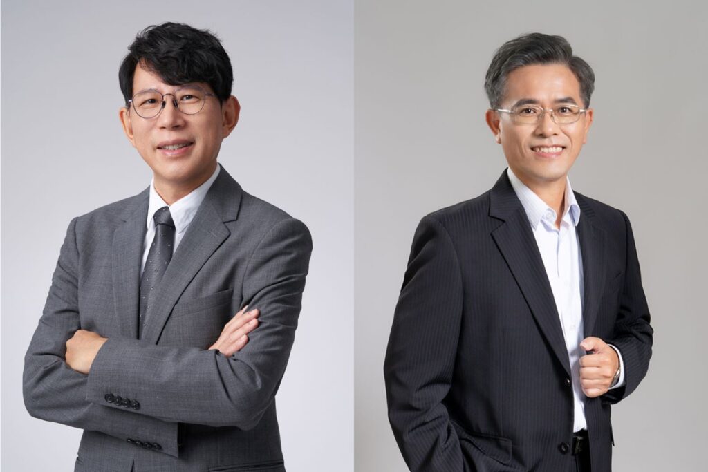 車輛中心通過高階主管人事案,由王正健(左)續任董事長,並由廖學隆(右)升任總經理。