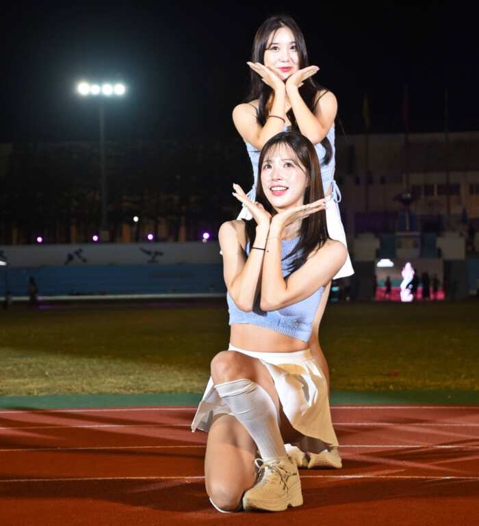 ▲韓國啦啦隊女神李晧禎、金賢姈帶來熱舞，全場氣氛瞬間沸騰。