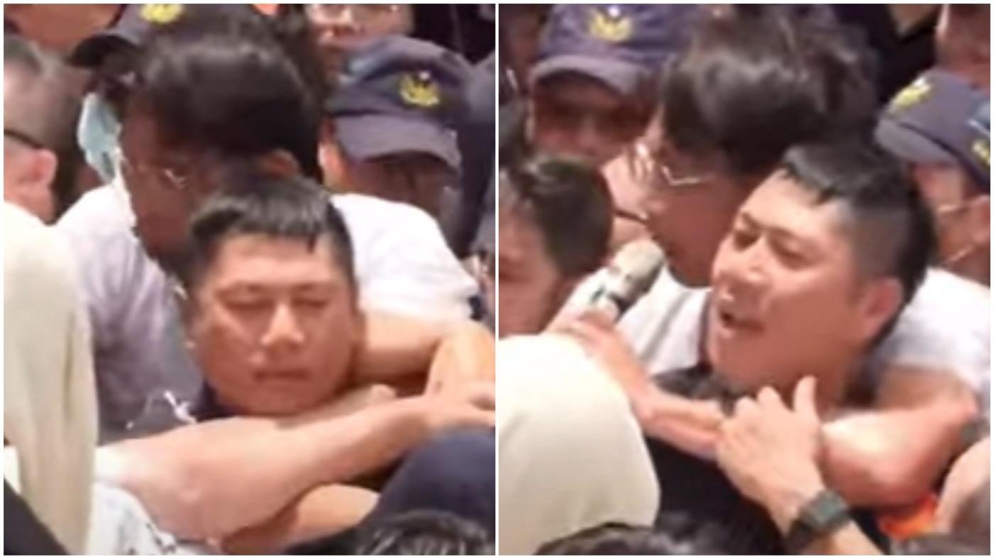 黃國昌涉嫌勒員警脖子，15日警方約談他到中正一分局說明。資料照片／翻攝民眾之聲