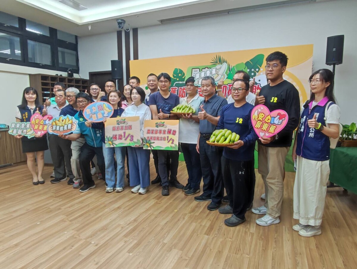▲屏東縣政府宣布加碼補助香蕉防風支柱費用1/3,加強香蕉產業韌性。(記者王靚慧攝)