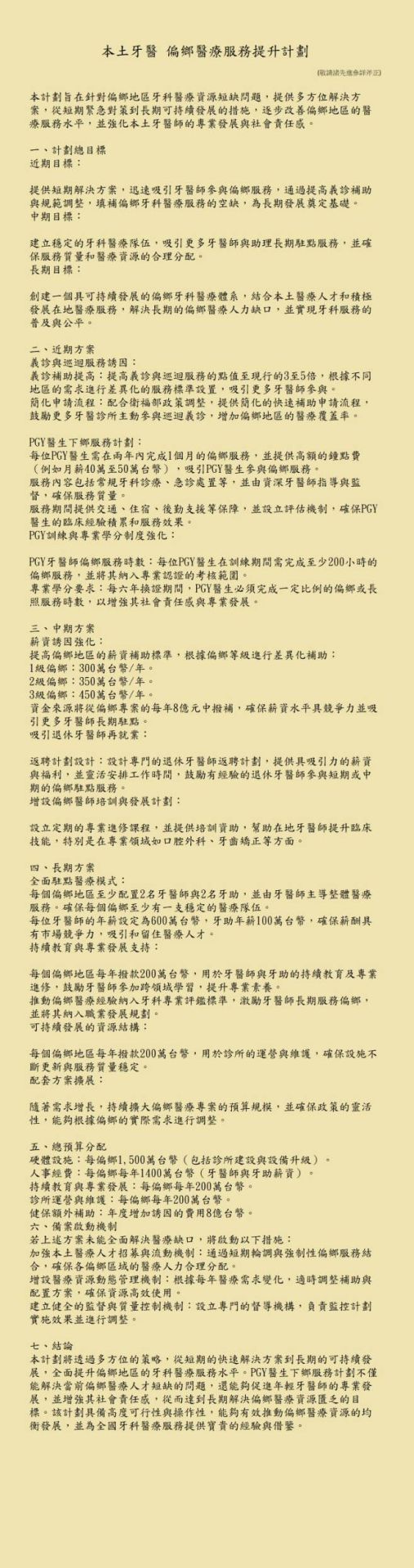 偏鄉牙醫計畫風波｜「年薪600萬」版本非本土小牙醫提案　黃映綺澄清：與聯盟無關，衛福部二期仍暫緩
