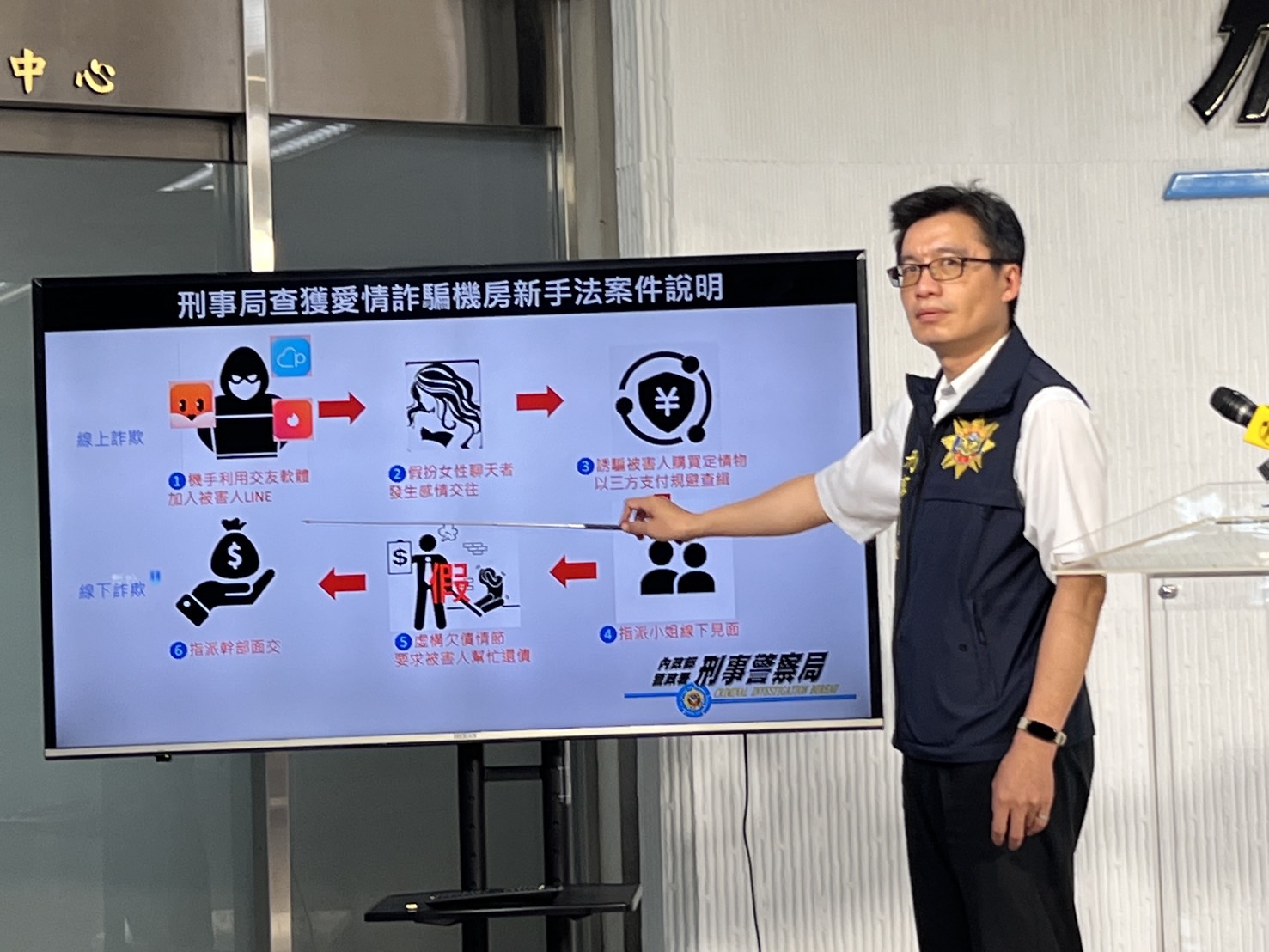 刑事局偵查第四大隊第一隊隊長陳漢仁說明。(記者徐煜勝翻攝)