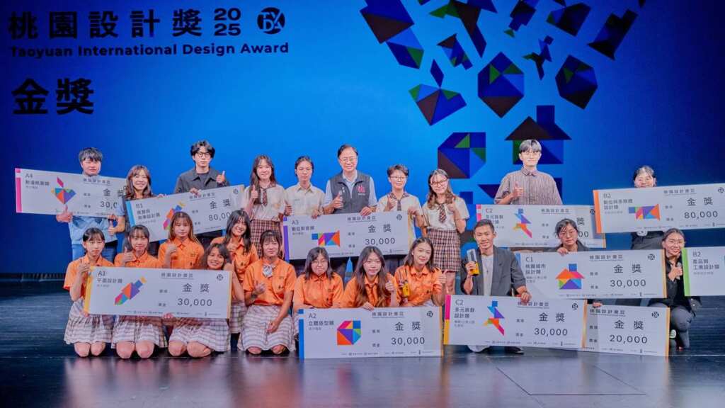 ▲桃園市長張善政與獲獎組合照。